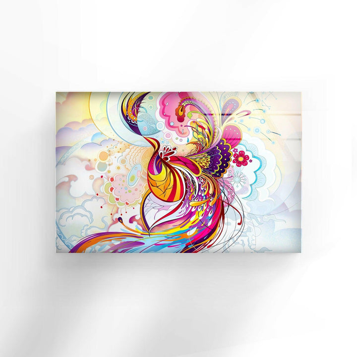 Abstract Pink Phoenix Glass Wall Art custom glass photo prints, large glass prints
