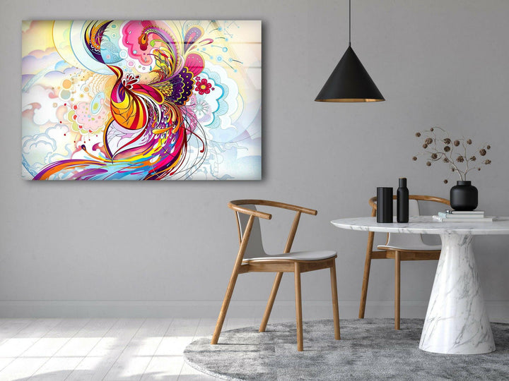 Abstract Pink Phoenix Glass Wall Art print on glass, glass printed photos
