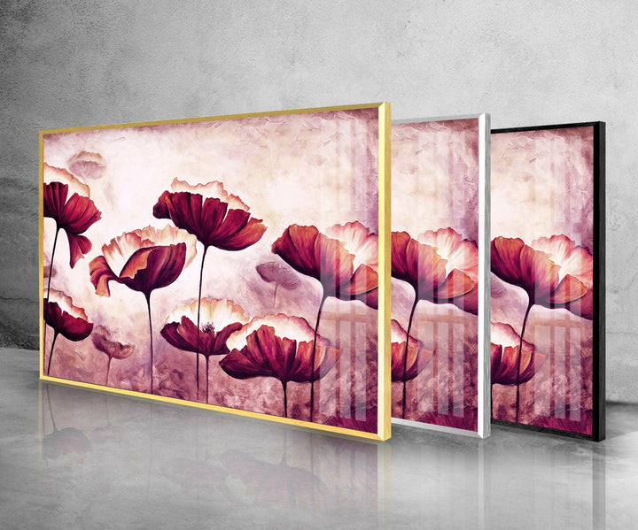 Abstract Pink Poppy Glass Wall Art, glass photo prints, glass picture prints