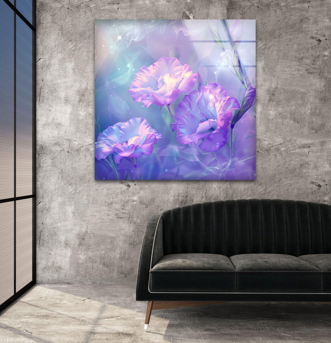 Abstract Purple Floral Glass Wall Art, glass image printing, glass prints from photos