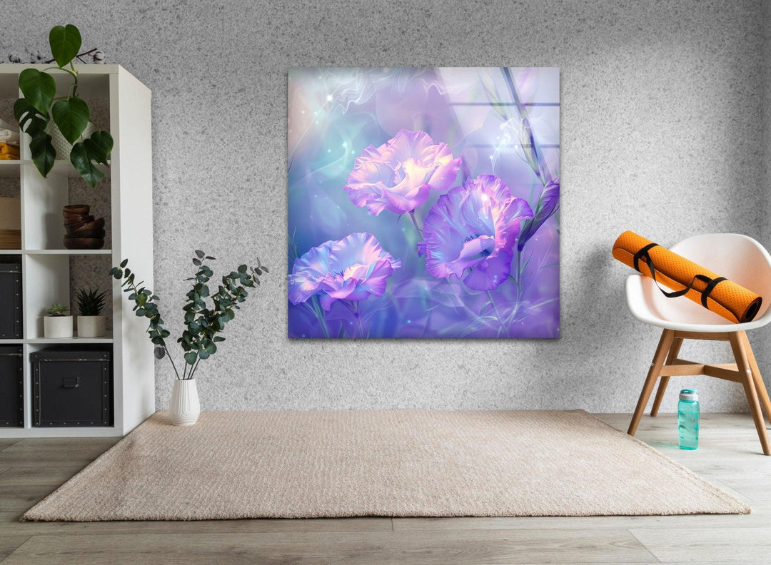 Abstract Purple Floral Glass Wall Art, Glass Printing Wall Art, Print photos on glass
