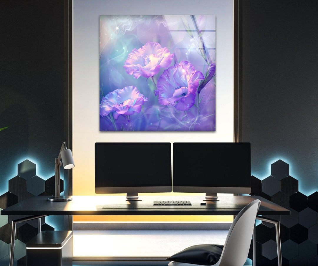 Abstract Purple Floral Glass Wall Art, glass photo prints, glass picture prints