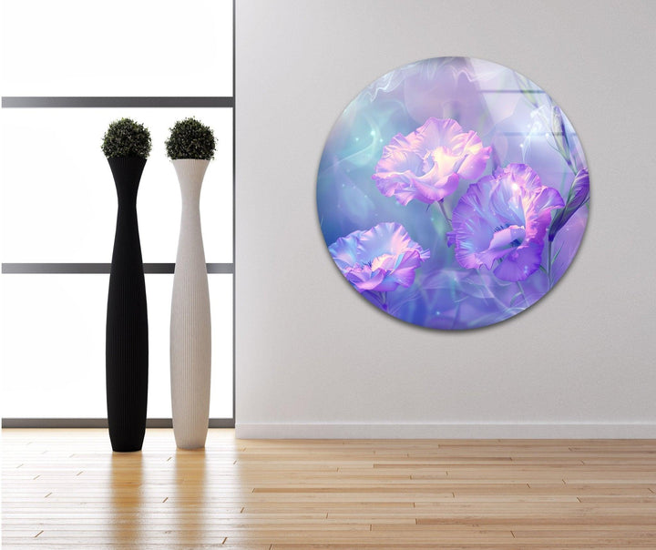 Abstract Purple Floral Glass Wall Art, art glass wall art, glass wall art pictures