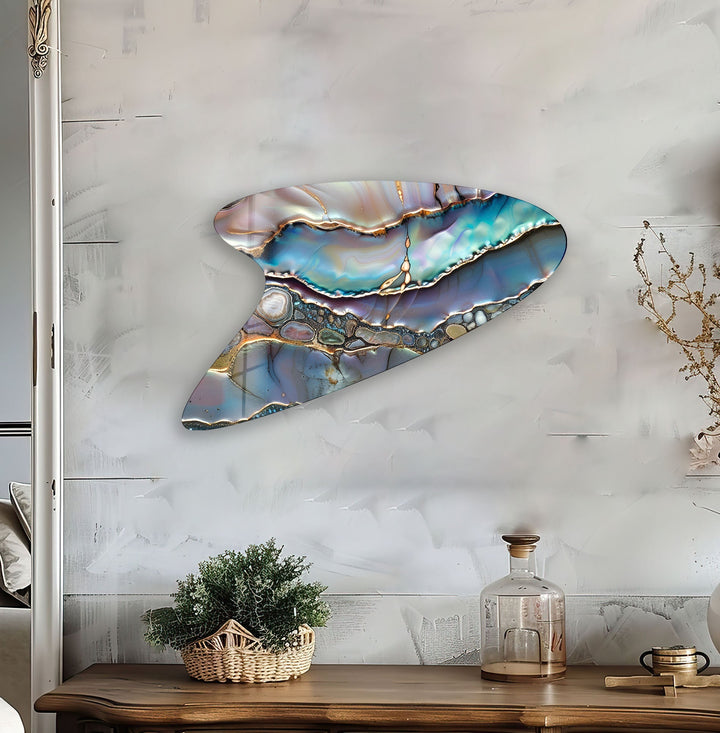 Abstract Purple Marbled Glass Wall Art, glass art painting, glass art for the Wall
