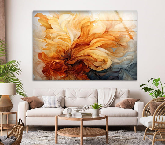 A tranquil abstract representation of love glass wall art, adding serene home decor to any space.