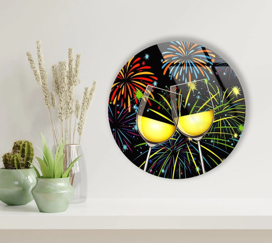 High-quality art from glass highlights the detailed abstract round cocktails design of this durable glass wall art.
