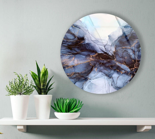 Smooth edges and borders define this abstract round glass wall art, making it a captivating addition to your collection of stylish wall prints.