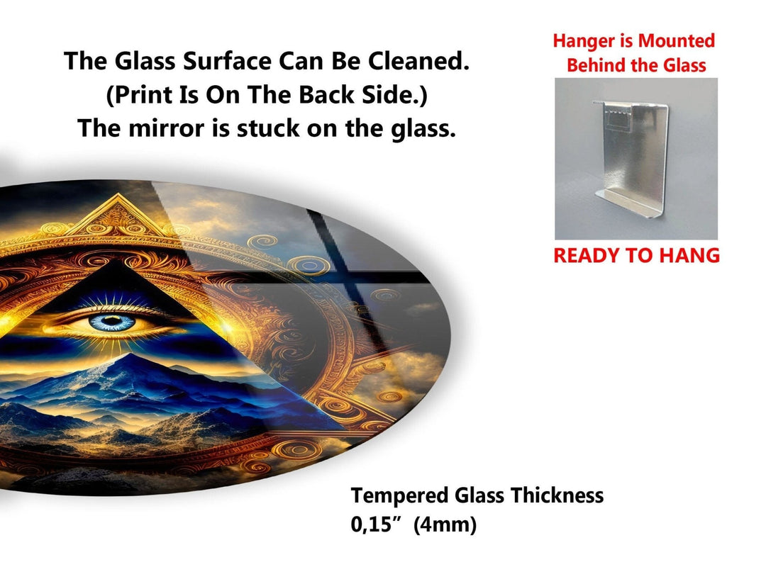 Abstrakte runde Illuminati-Wandkunst aus Glas