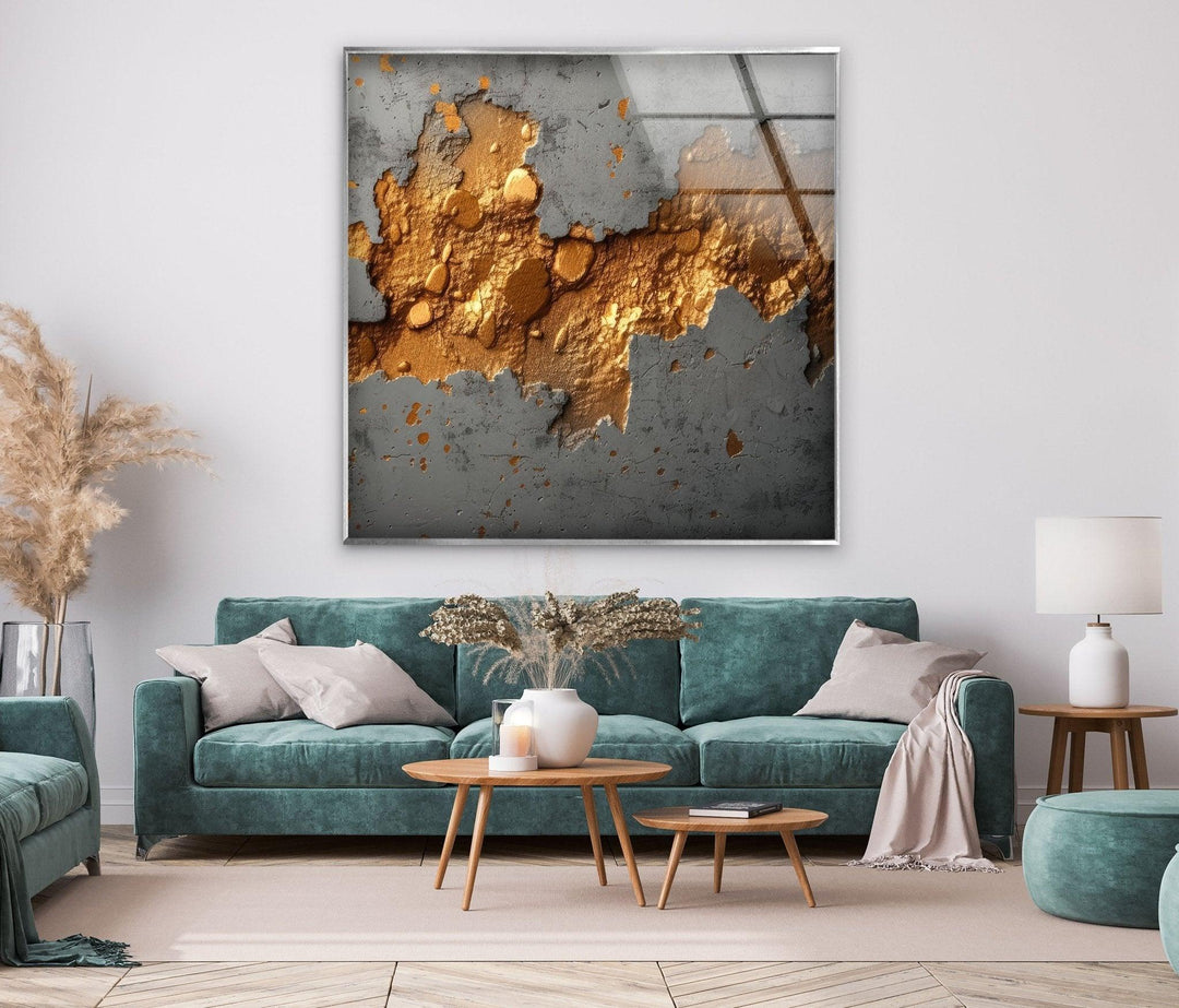 Abstract Rusty Metal Glass Wall Art