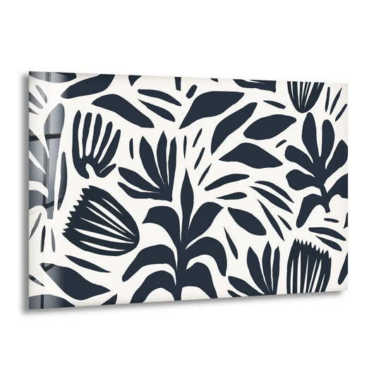 Flower glass wall art abstract botanical leaf and flower design brings modern glass wall decor for any home interior