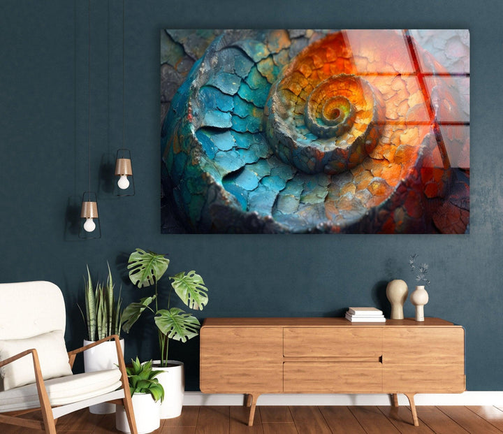 Abstrakte glatte Fibonacci-Glaswandkunst