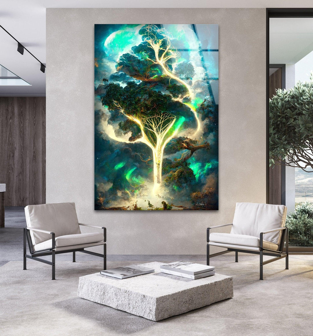 Abstract Tree Of Life Glass Wall Art, glass pictures for Wall, glass prints wall art