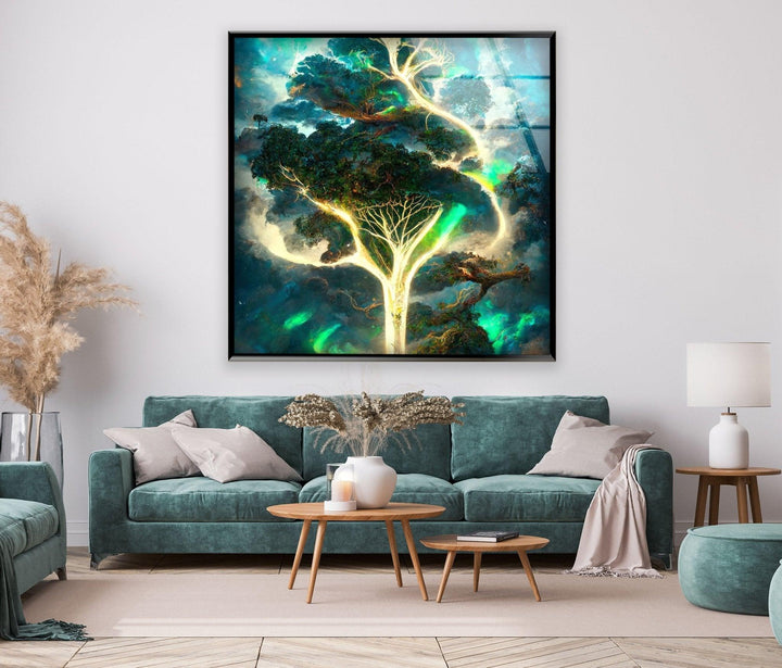 Abstract Tree Of Life Glass Wall Art, large glass photo prints, glass wall photos