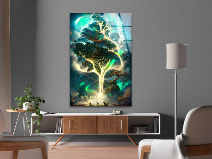 Abstract Tree Of Life Glass Wall Art, custom glass photo prints, large glass prints