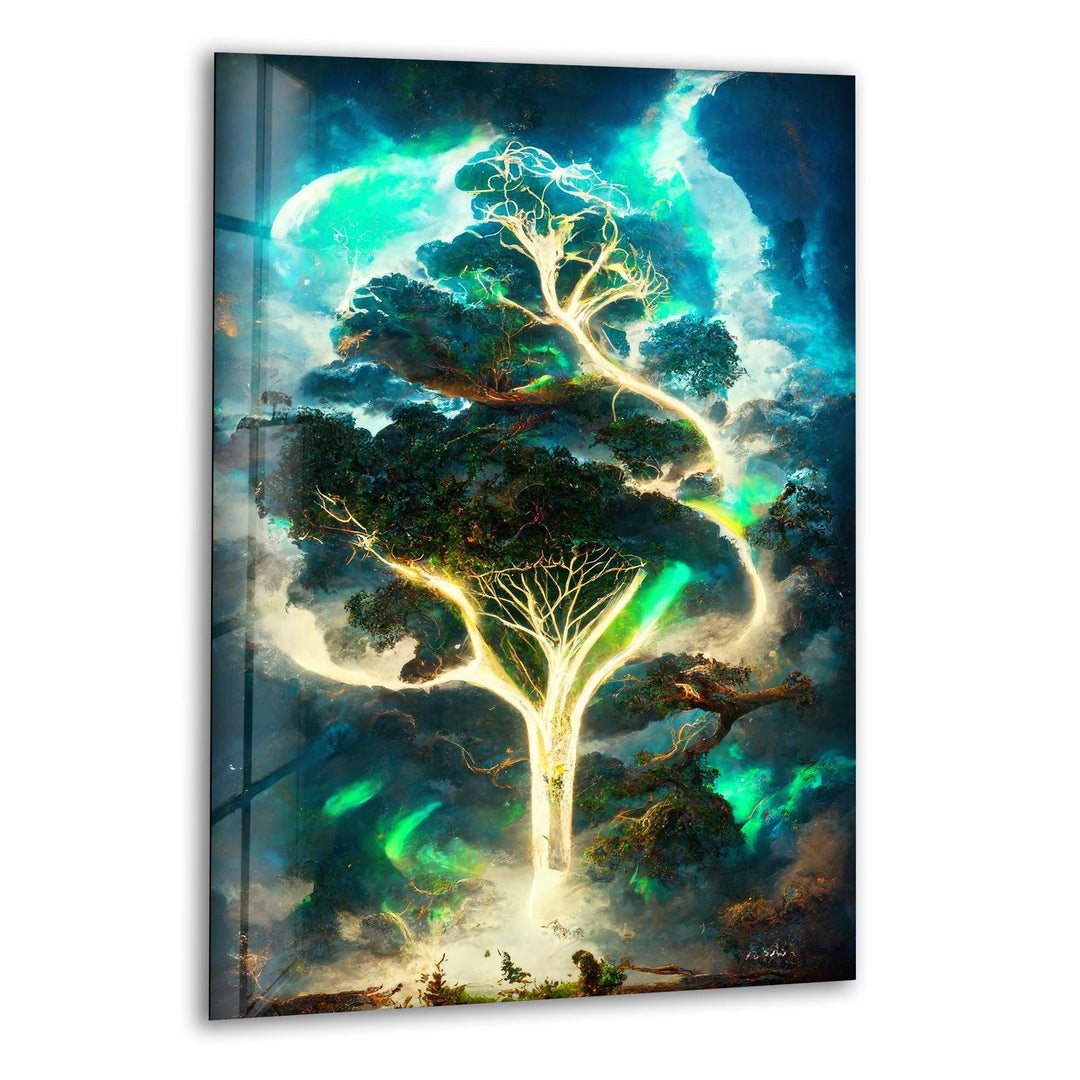 Abstract Tree Of Life Glass Wall Art, print on glass, glass printed photos
