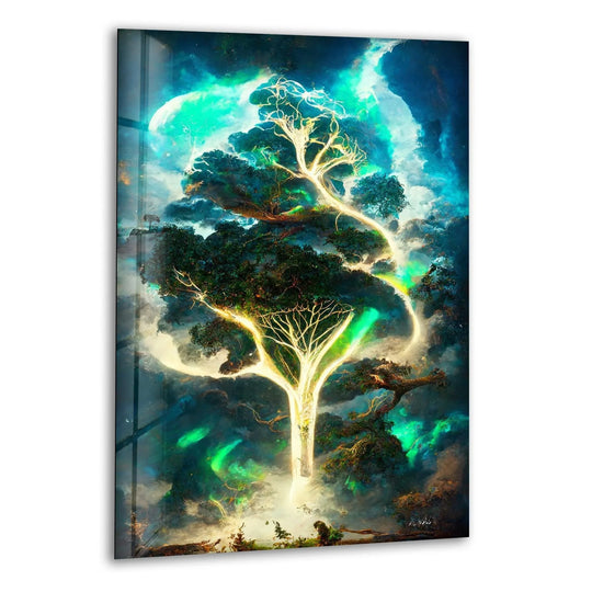 Abstract Tree Of Life Glass Wall Art, print on glass, glass printed photos