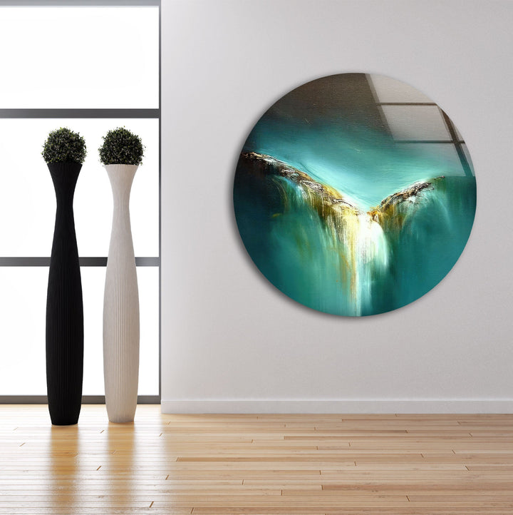 Abstract Turquoise Art Glass Wall Art glass art painting, glass art for the Wall

