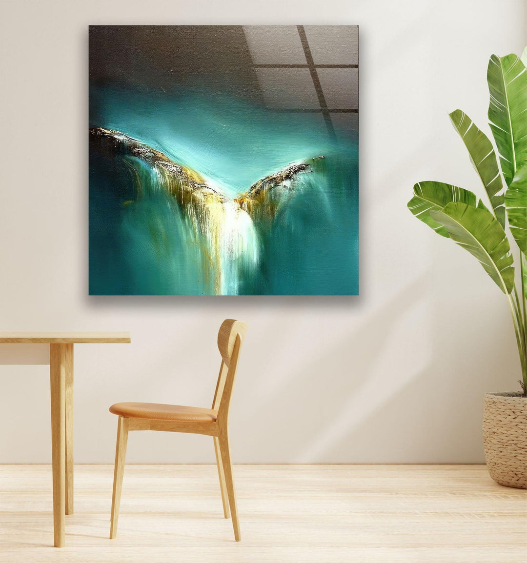 Abstract Turquoise Art Glass Wall Art glass pictures for Wall, glass prints wall art
