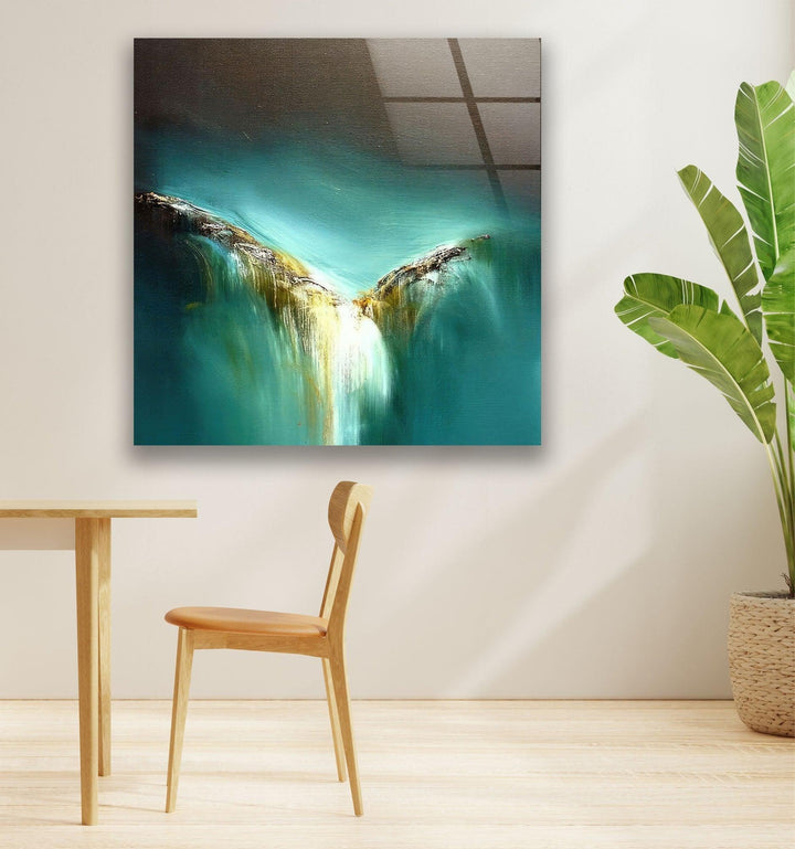 Abstract Turquoise Art Glass Wall Art glass pictures for Wall, glass prints wall art
