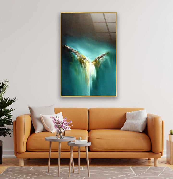Abstract Turquoise Art Glass Wall Art Glass Printing Wall Art, Print photos on glass
