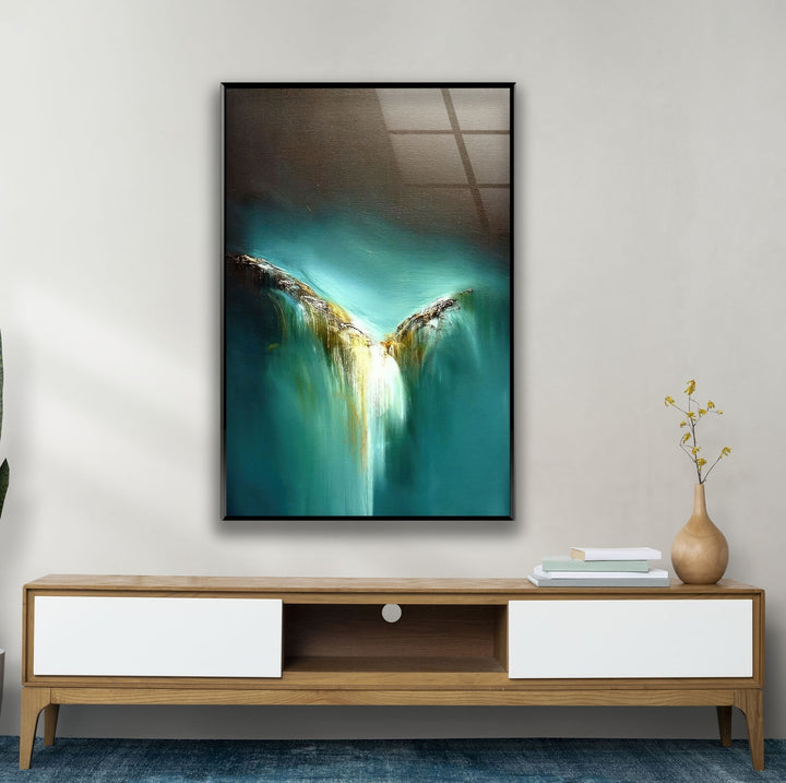 Abstract Turquoise Art Glass Wall Art glass image printing, glass prints from photos
