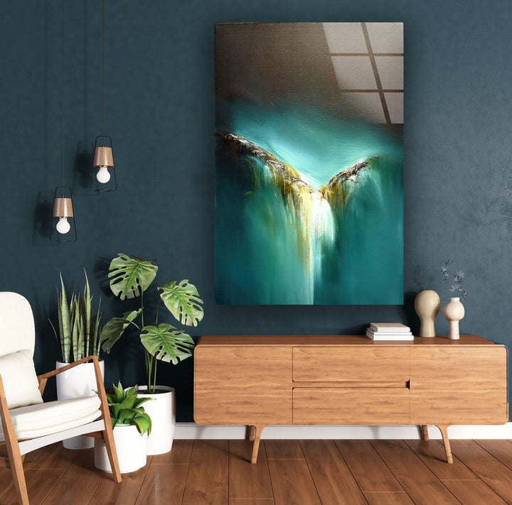 Abstract Turquoise Art Glass Wall Art custom glass pictures, glass art prints
