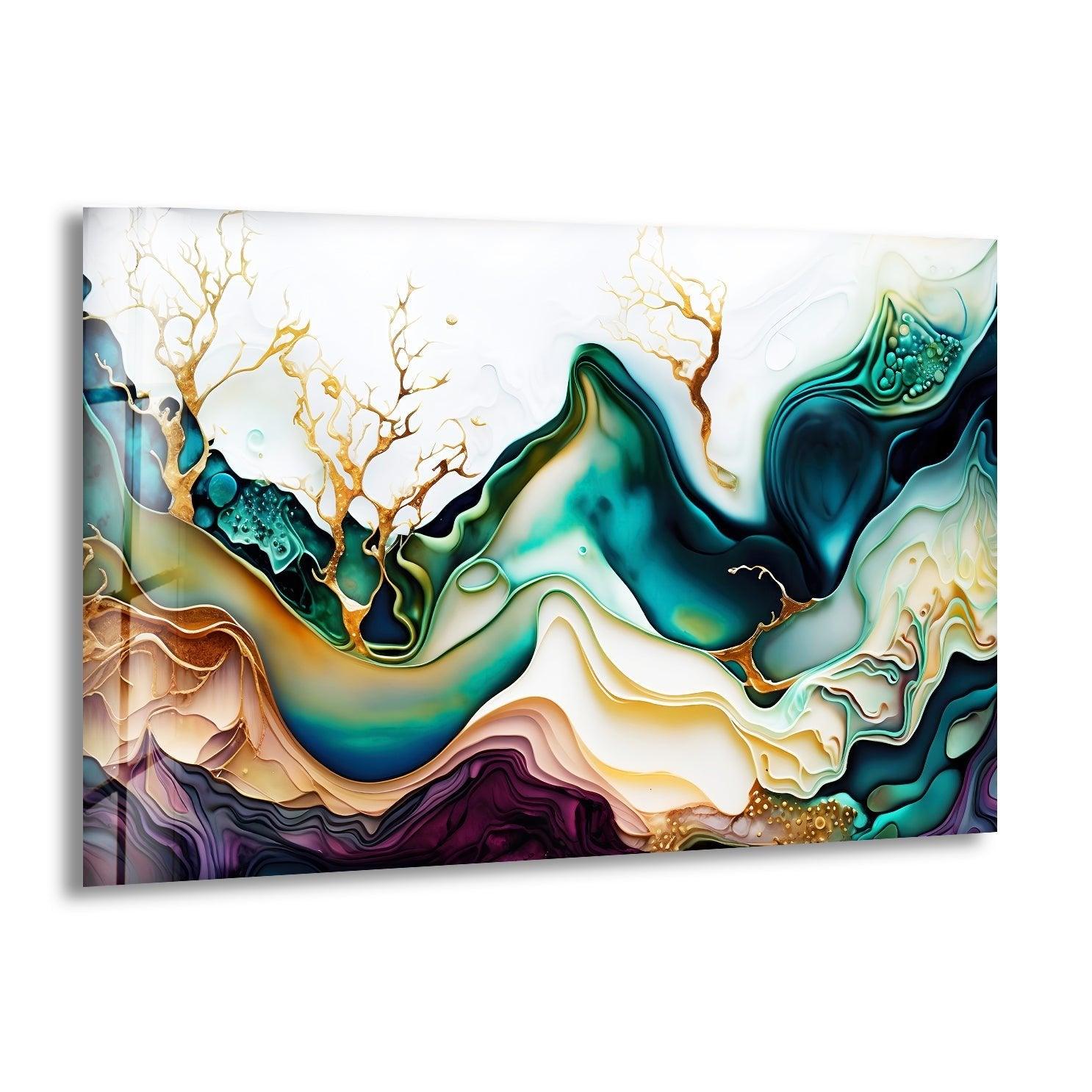 Abstrakte Aquarell-Glaswandkunst