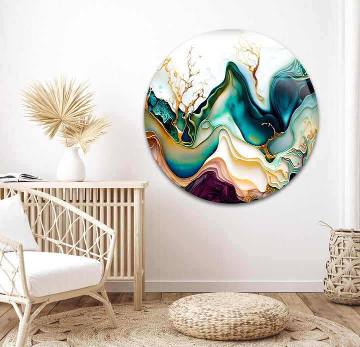 Abstrakte Aquarell-Glaswandkunst