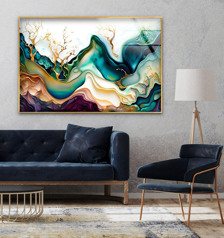Abstrakte Aquarell-Glaswandkunst