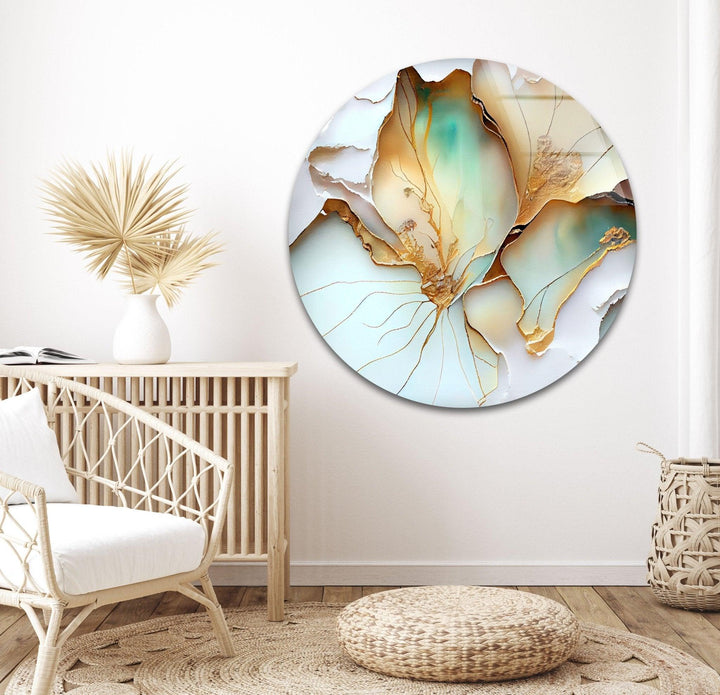 Abstract Blue Flower Glass Wall Art, glass pictures for Wall, glass prints wall art