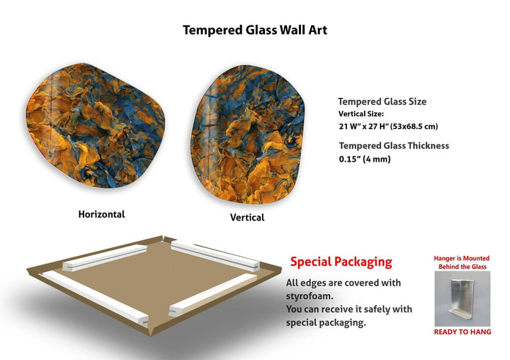 Abstract With Orange Color Glass Wall Art, Glass Printing Wall Art, Print photos on glass
