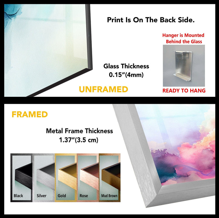 Abstract with water color Soft Brush Glass Wall Art ready to hang