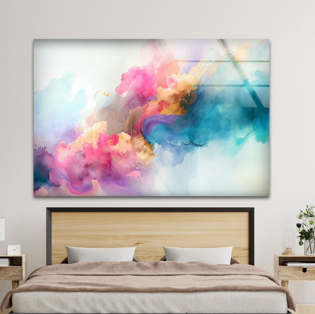 Abstract with water color Soft Brush Glass Wall Art