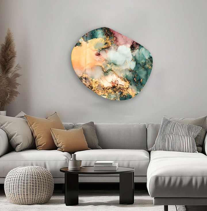 Abstract With Yellow Tint Glass Wall Art, glass pictures for Wall, glass prints wall art
