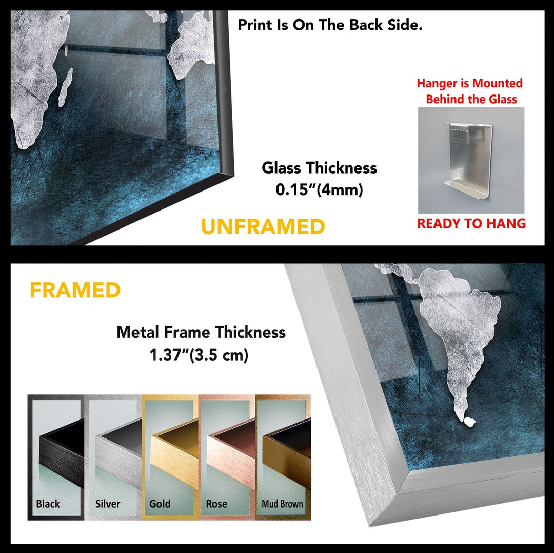 Abstract World Map Glass Wall Art