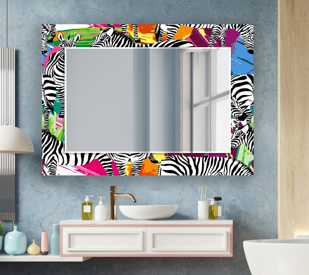 Abstract Zebras Wall Mirror Red Wall Mirror
