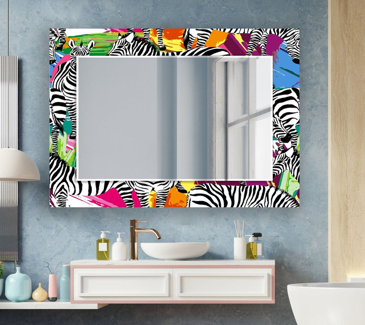 Abstract Zebras Wall Mirror Red Wall Mirror
