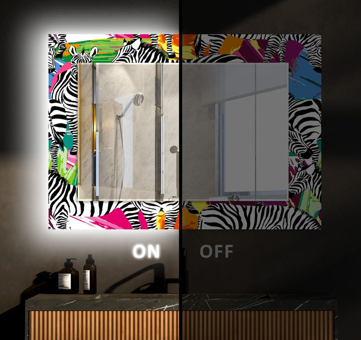 Abstract Zebras Wall Mirror Green Wall Mirror
