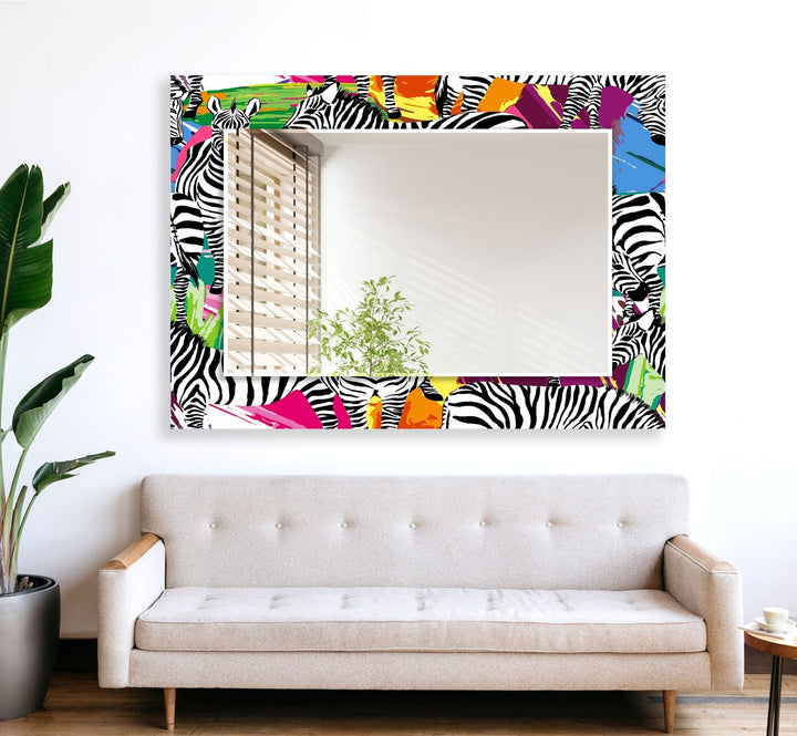Abstract Zebras Wall Mirror Dining Room Wall Mirror
