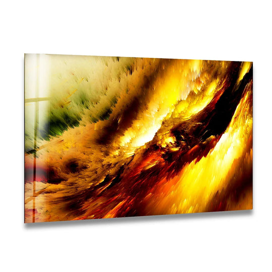 Yellow Clouds Abstract Art Glass Wall Art - MyPhotoStation