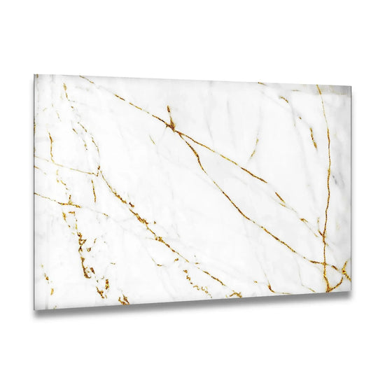 Abstract art from glass captures the chaotic beauty of white marble veined with shimmering gold.