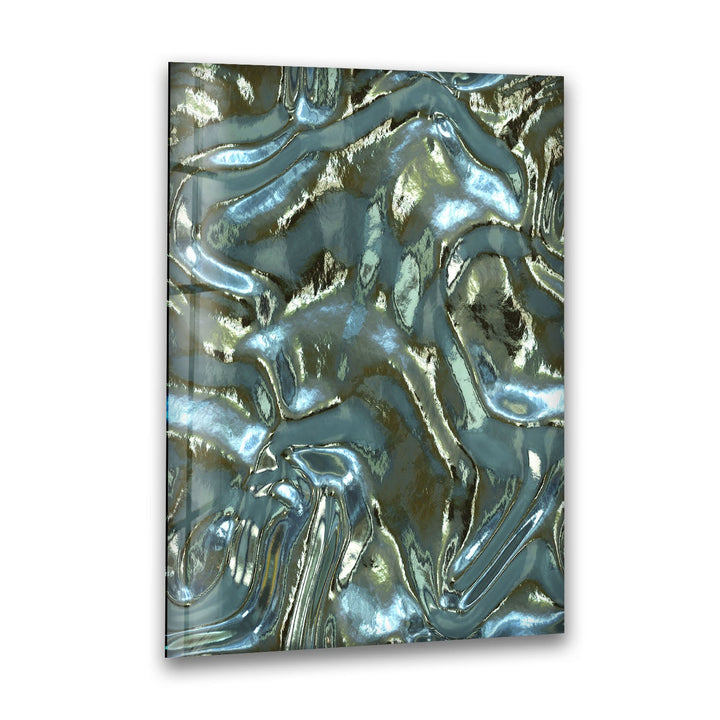 Glänzende blaue Wellen Glaswandkunst