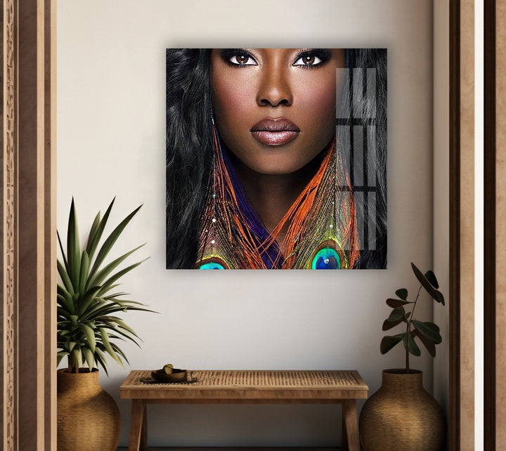 Afrikanisches Gesicht, Glaswandkunst
