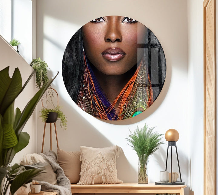 Afrikanisches Gesicht, Glaswandkunst