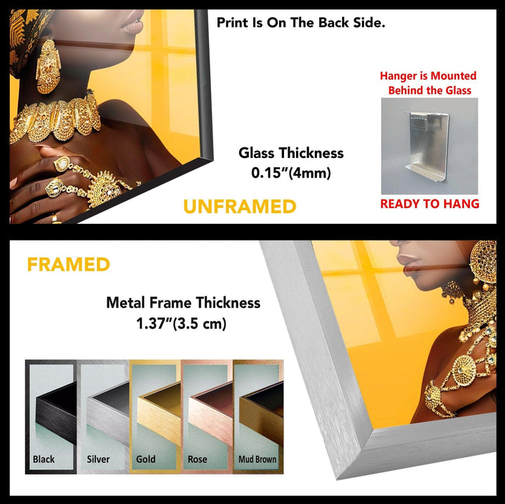 African Headwrap Woman Glass Wall Art