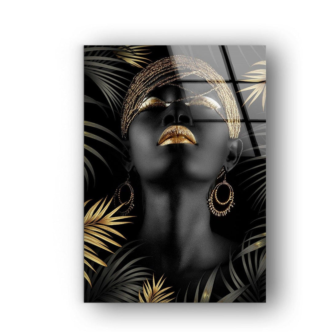 African Woman Tempered Glass Wall Art -Abstract Glass Artwork for Modern Decor