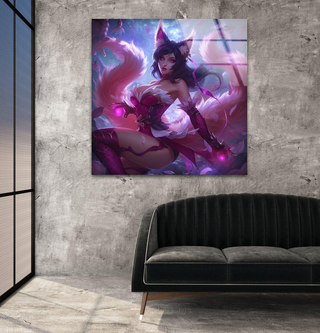 Ahri League of Legends Glass Wall Art, glass image printing, glass prints from photos