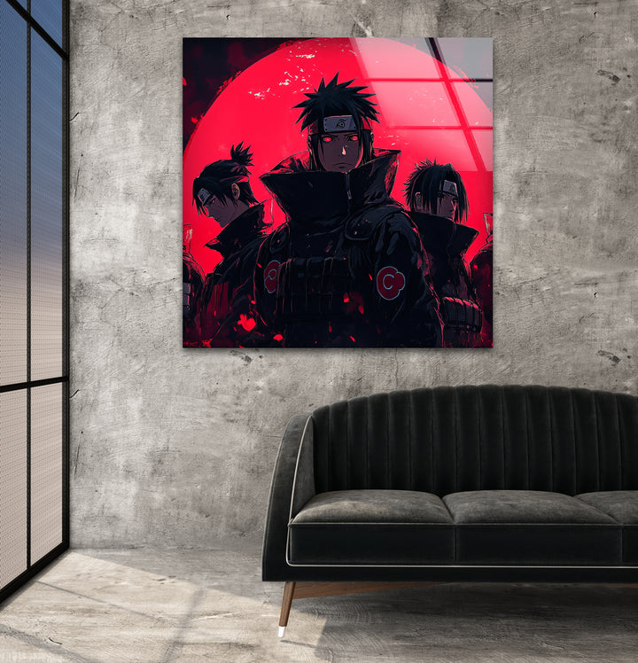 Red and Black Akatsuki Glass Wall Art glass wall decor, glass wall art decor