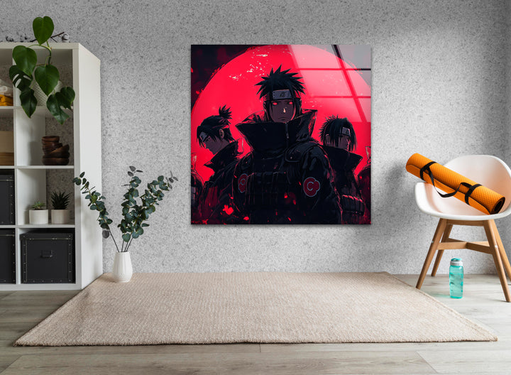 Red and Black Akatsuki Glass Wall Art stained glass wall art, stained glass wall decor