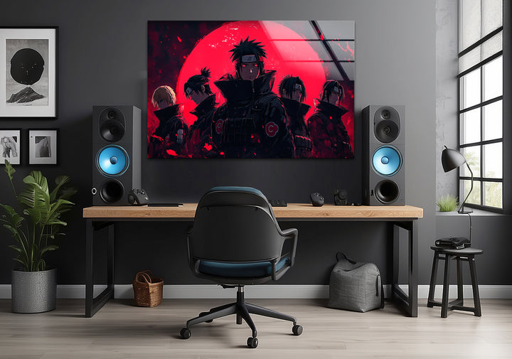 Red and Black Akatsuki Glass Wall Art art glass wall art, glass wall art pictures